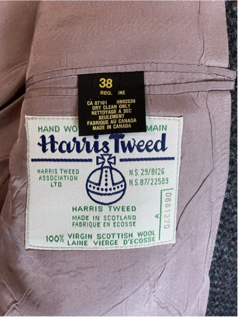 Harris Tweed Blazer Mens Size 38R Blue Slim Fit Sport Jacket